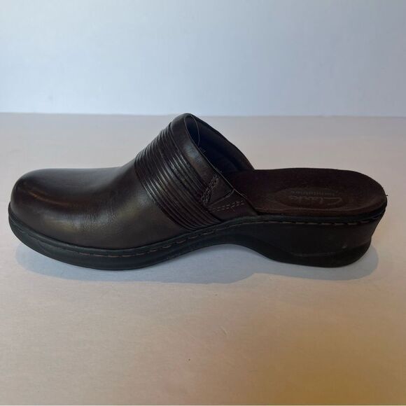 Clarks Bendables Women's Leather Mule Clogs Brown Size 7 1/2M - Picture 3 of 8